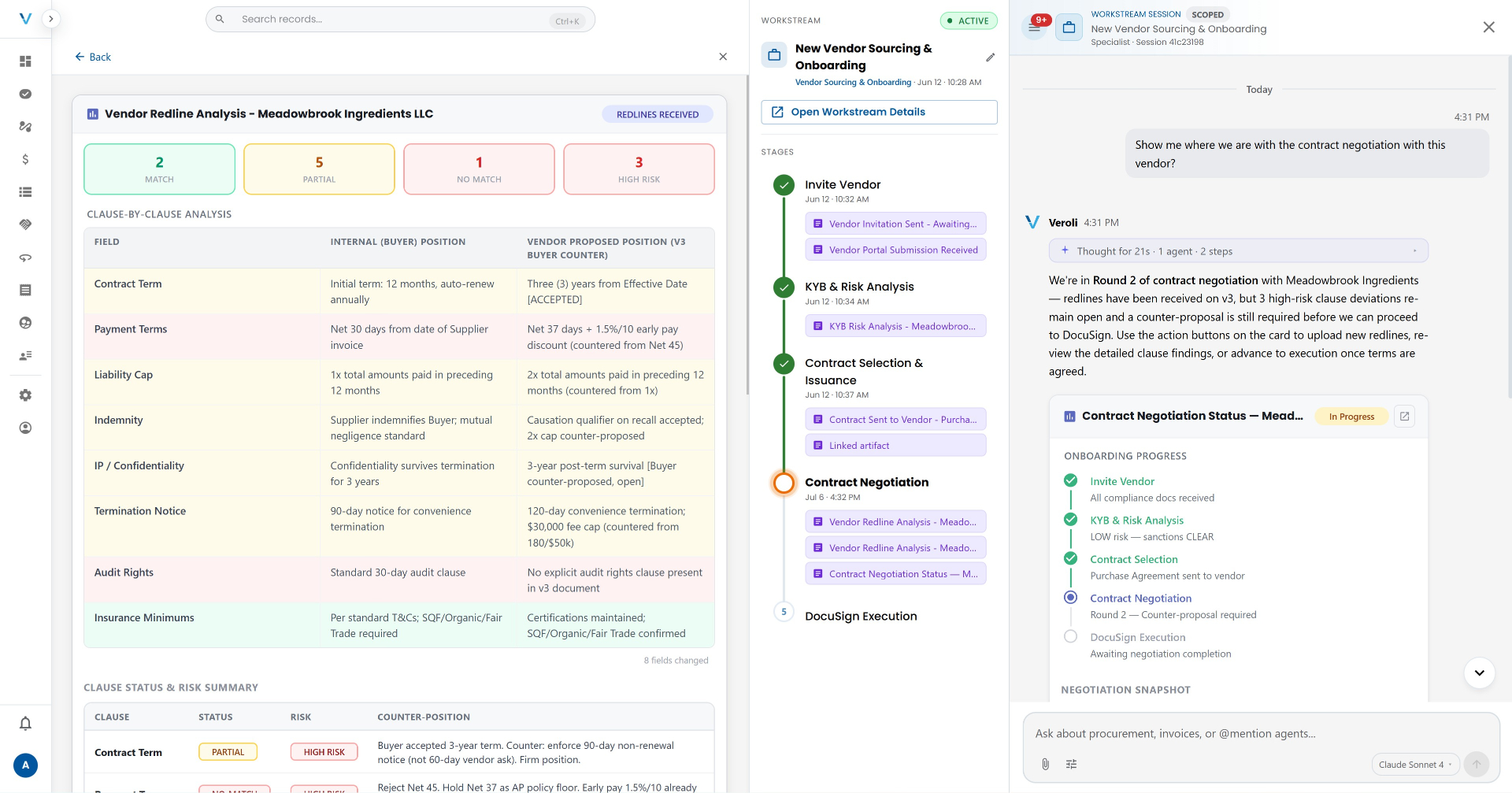 Vendor redline analysis clause by clause