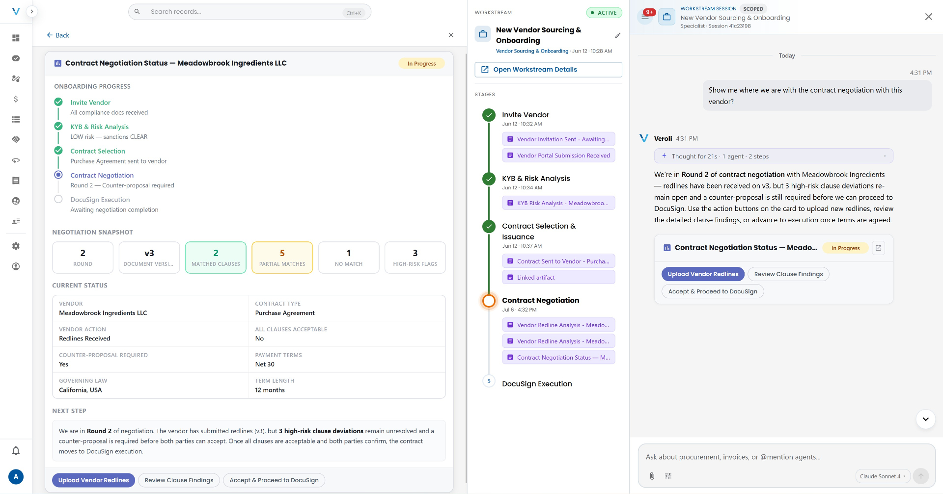 Contract negotiation status snapshot
