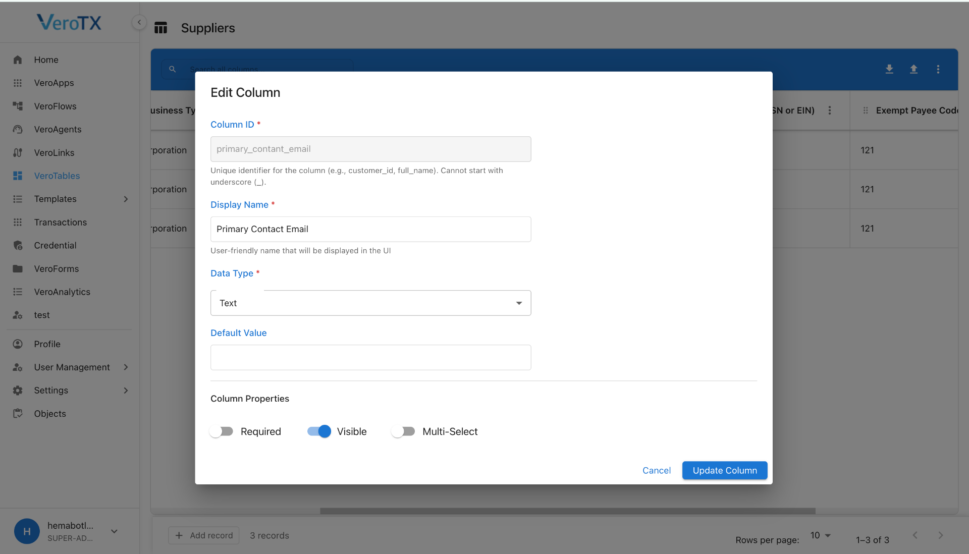 Tables screenshot 1