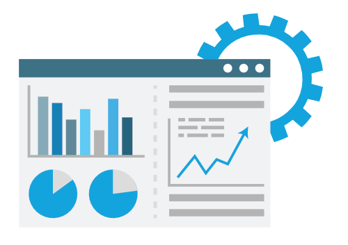 A cloud, a screen with graphs and charts on it and a lock icon to convey safe, archival storage at VeroTX.